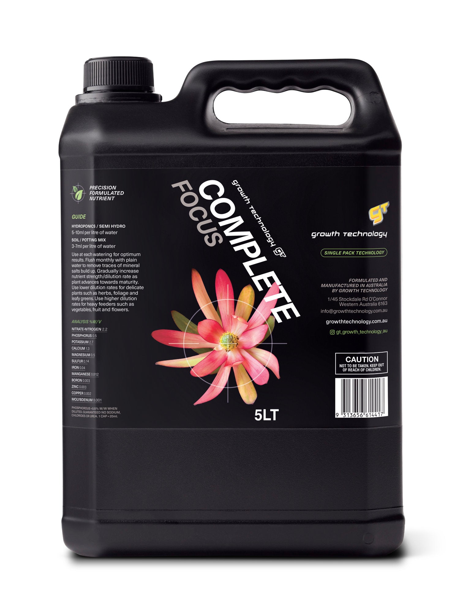 GT Complete Focus Nutrient Concentrate for Plants - Hydroponic Solutions