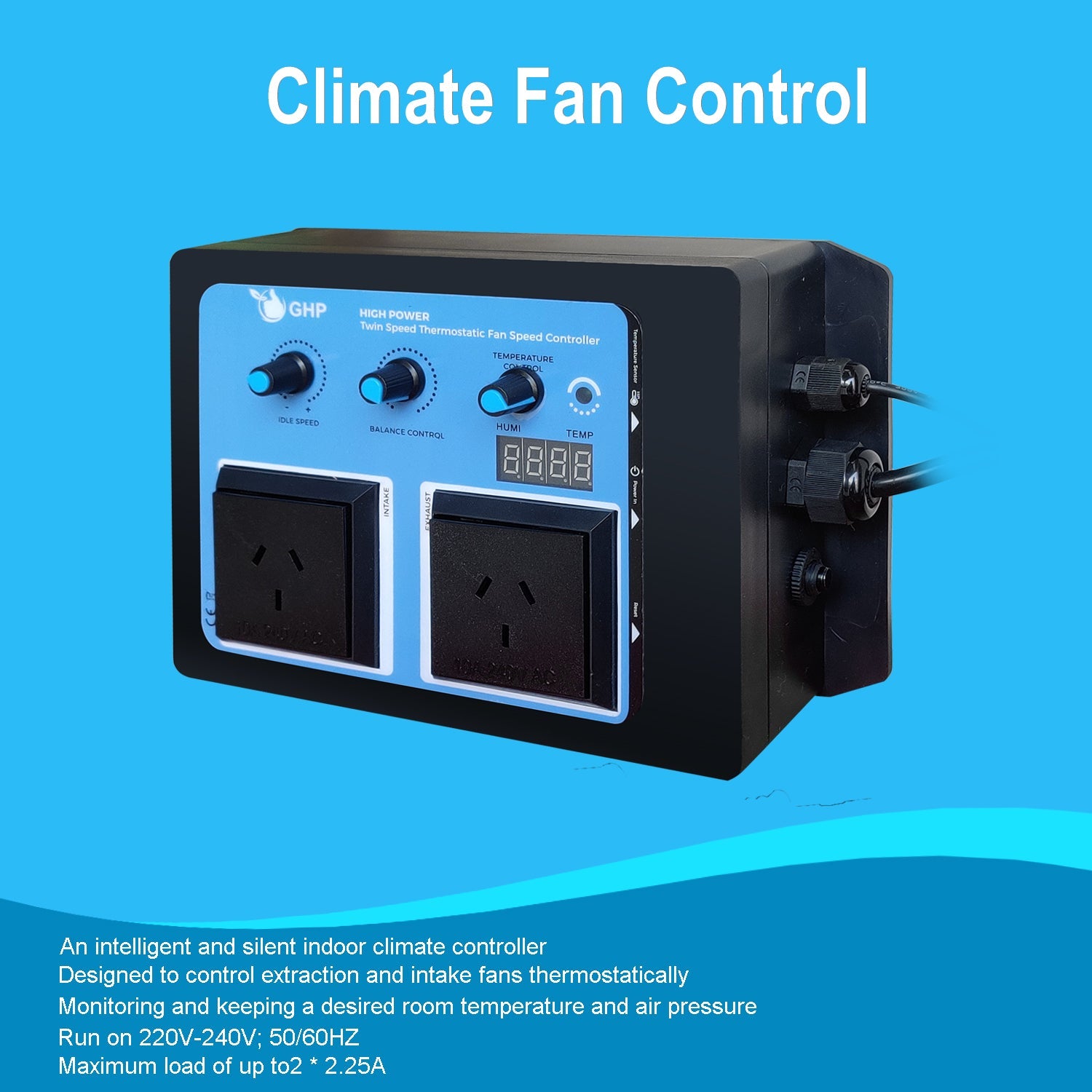 Twin Speed Fan Controller, Thermostatic Temperature Adjustable Climate Control - Hydroponic Solutions